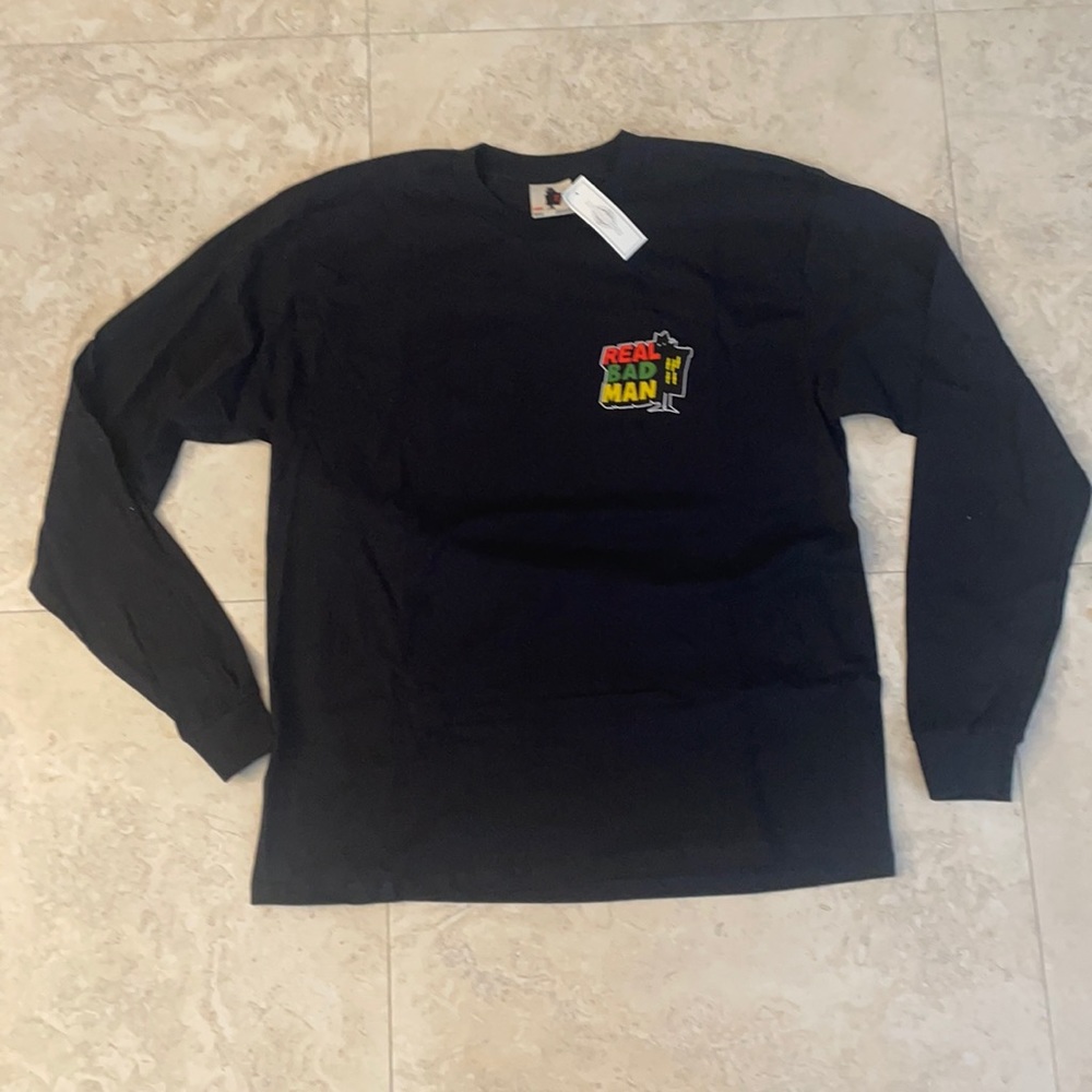 MEN ‘REAL BAD MAN’ LONG SLEEVE BLACK T-SHIRT NEVER WORN WITH TAG